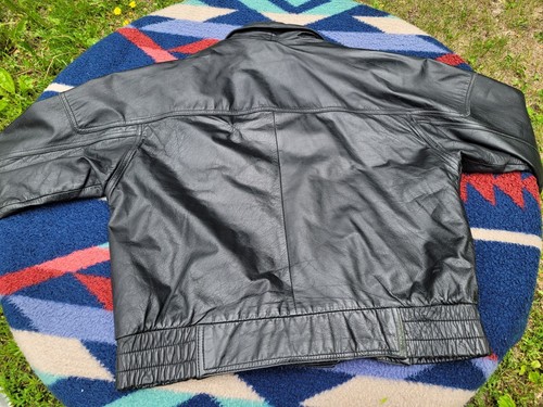 Vintage Byrnes & Baker Leather Motorcycle Jacket Mens Large Black Full Zip Lined - Picture 9 of 14