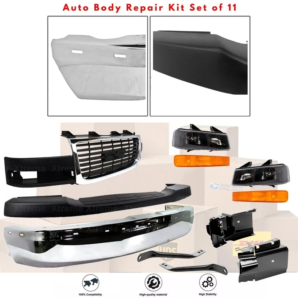 Front Bumper Chrome & Headlight Kit For 2003-2023 Chevy Express 2500 3500 4500 - Imagem 2 de 4