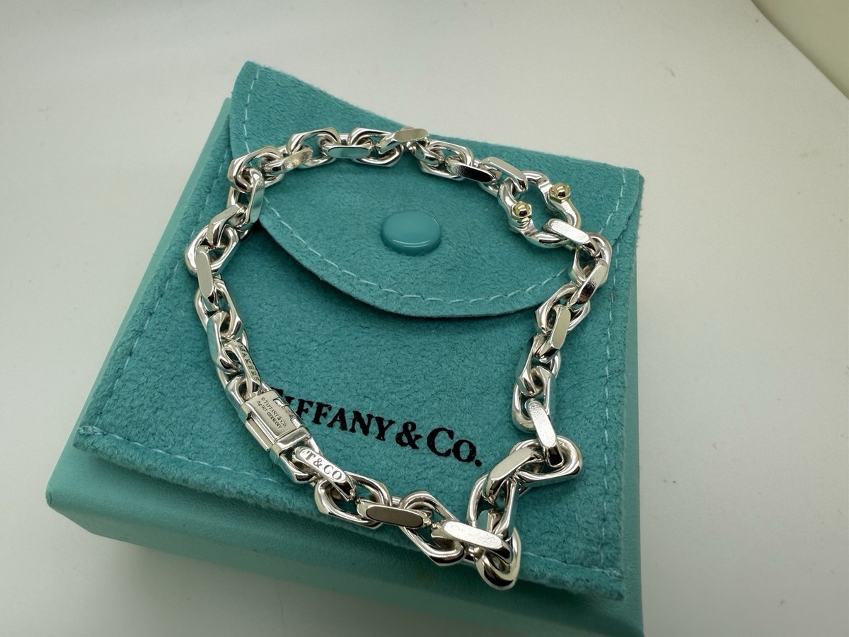 TIFFANY ＆CO. プレート Tiffany Co Makers 1837 Sterling Silver 18K Gold Narrow Bracelet 8