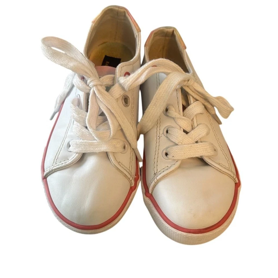 Polo Ralph Lauren Toddler Leather Sneakers White Pink Rainbow Size 10 - Image 2 of 4