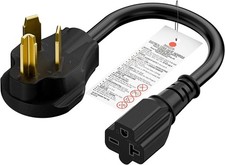 1FT Nema 10-30P 30Amp Dryer Plug Male to 6-20R T-Blade Female Black