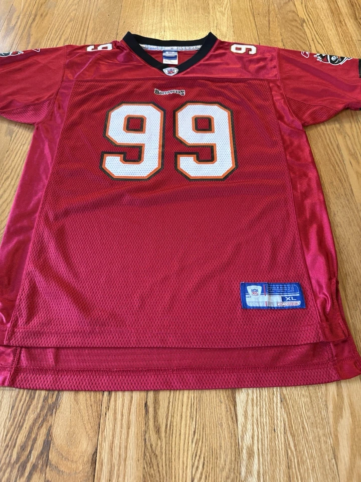 Camiseta de fútbol americano Warren Sapp #99 Tampa Bay Buccaneers Reebok NFL (Juvenil L 14-16) Foto 2 de 4