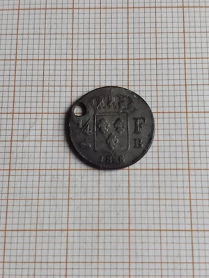 Rare 1/4 De Francs Charles X 1828 B Rouen. Argent (23863 Exemplaires) - Photo 1/4