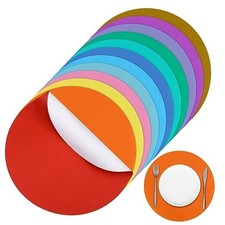 120 Pcs Disposable Paper Placemats 12 Inch Round Paper Place Mats Colorful