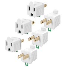 6 Pack 2-Prong to 3-Prong Grounding Outlet Adapter ETL Listed Light Grey Plug
