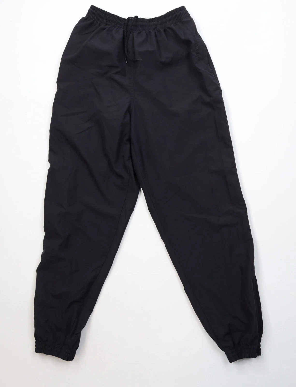 Vtg 90s Streetwear Mens Small Blank Microfiber Cuffed Joggers Jogger Pants Black
