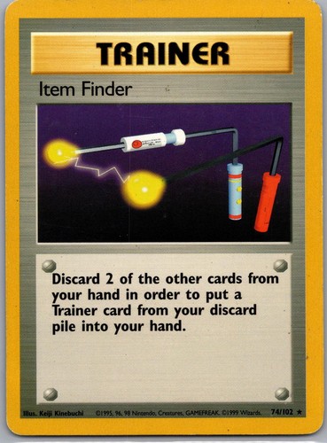 Item Finder 74/102 Rare Base Set Unlimited Pokemon Moderately Played