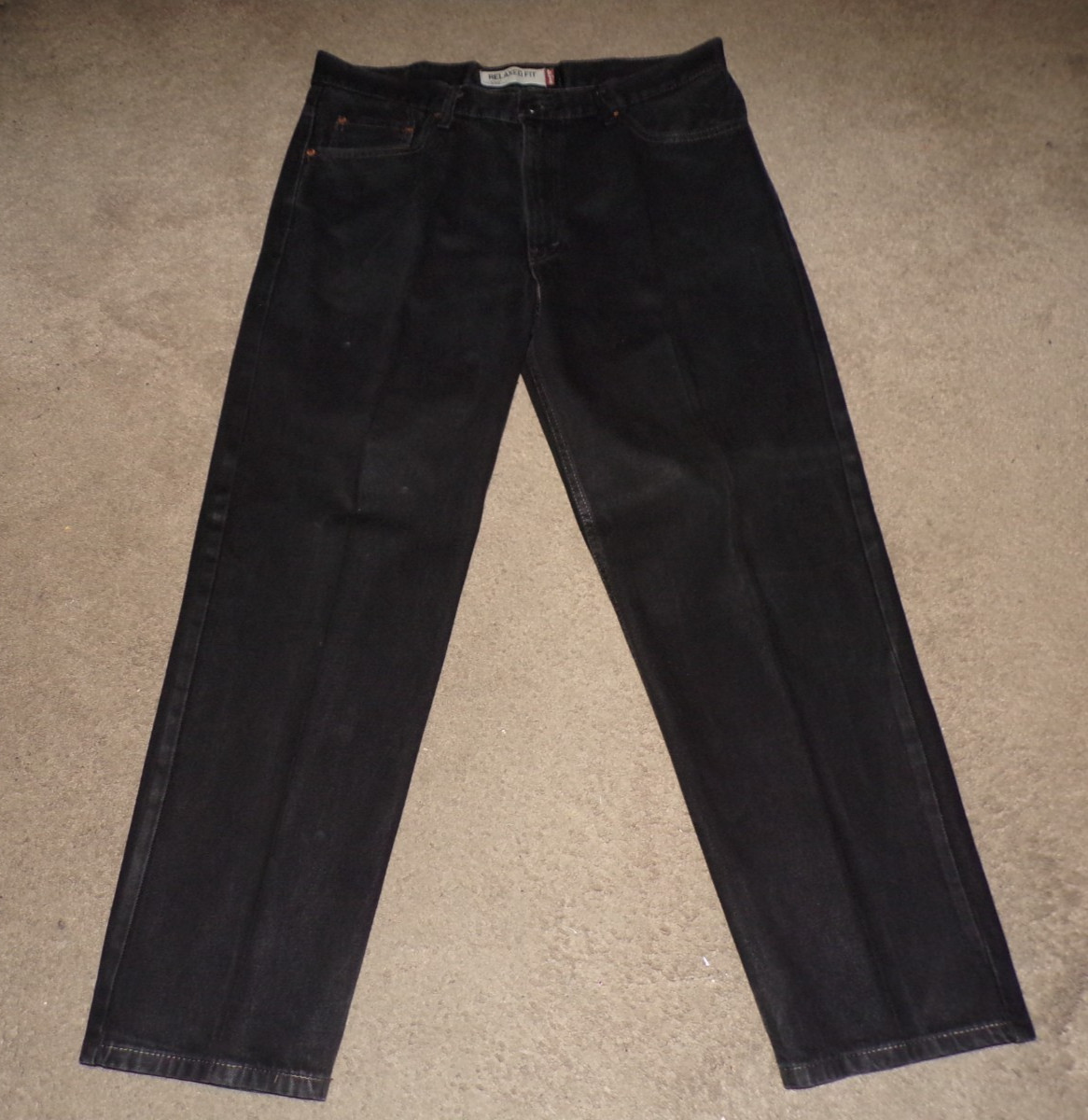 Levi Levis 550 Relaxed Fit Straight Leg Mens Black  Denim Jeans 38 X 30  Red Tab