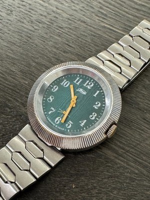 Vintage ZIM Soviet Watch Green Textured Dial USSR Rare  Washer  Case Serviced