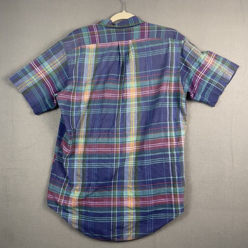 Vintage Polo Ralph Lauren Shirt Mens Medium Hand Woven Plaid Madras Short Sleeve - Picture 6 of 6