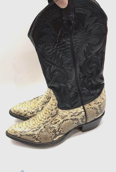 Remington Python Black Snakeskin Leather Cowboy B… - image 1