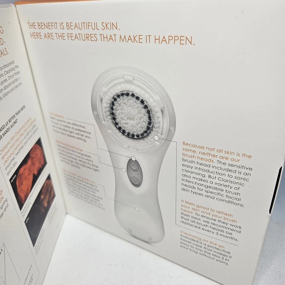 +Nuevo+ Sistema de cepillo de limpieza facial sónico Clarisonic Mia 2 en blanco Foto 4 de 4