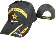 U.S. MILITARY VETERAN STAR ARMY OFFICIALLY LICENSED BLACK Baseball Cap Hat