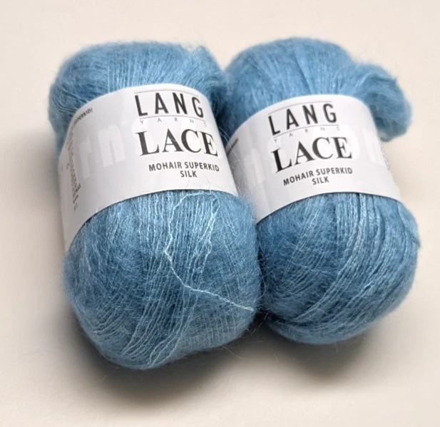 2 одинаковых мотка Lang Lace 58% мохер 42% шелк 25 г/340 ярдов 0072 детский синий неликвидный товар - Изображение 2 из 2