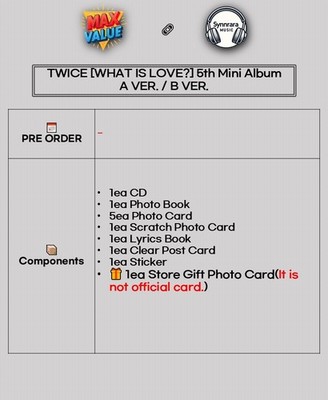 TWICE [WHAT IS LOVE?] 5th Mini Album CD+POSTER+Photo Book+7p Card+