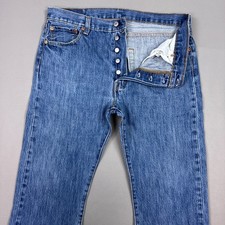 Levis 501 Jeans Mens 36x30 Blue Button Fly Denim Pants Classic Original Faded