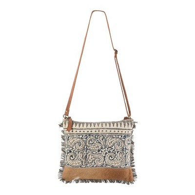 KB OHLAY KB159 Cross Body Upcycled Wool Upcycled Canvas Hair-On Genuine Leather