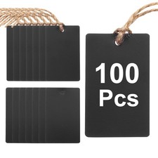 100Pcs étiquettes plastique noir 2"x1" avec fil & fer