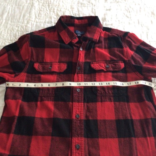 George Mens Flannel Shirt Size Medium38-40Button Up Long Sleeve Red/ Black Plaid - Picture 5 of 5