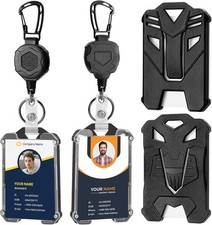 2 Pack Retractable Keychain with ID Card Holder, Heavy Duty Carabiner Badge Hold