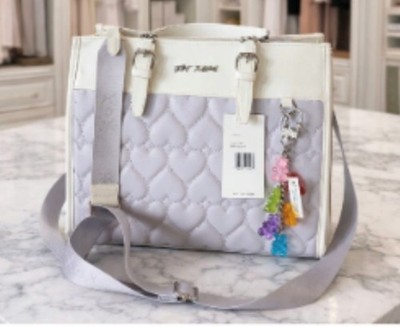 Betsey Johnson Lavender Quilted Hearts Tote Bag with gummy bearcharm
