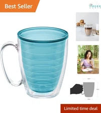 Double Wall Insulated Tumbler 16oz Travel Cup Keeps Drinks Hot Cold Blue