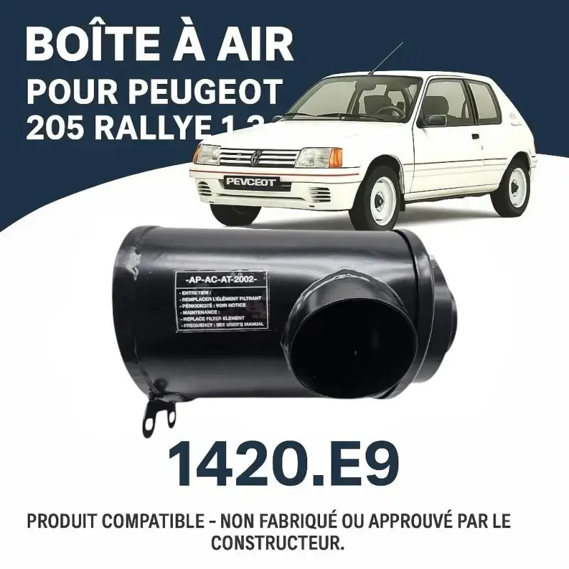 Boîte à air en acier pour Peugeot 205 Rallye avec raccord de 70mm
