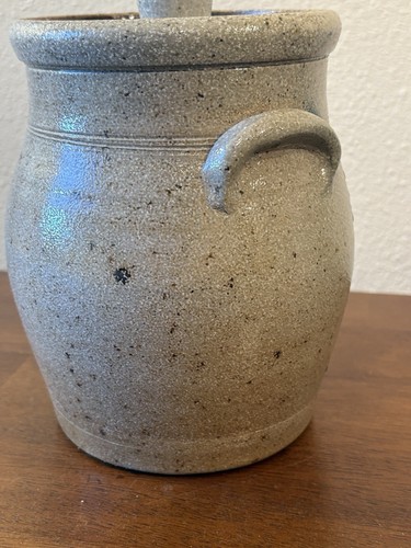 Rowe Pottery 1985 Salt Glaze 7.5" Crock Canister Recessed Lid Desired Artist "D" - Picture 8 of 18