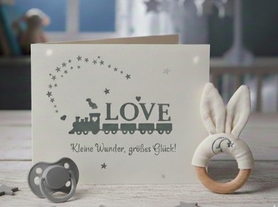 Stanze, Stanzschablone, Cutting Dies 11,3,5 cm Lokomotive Love Kinder Geburt
