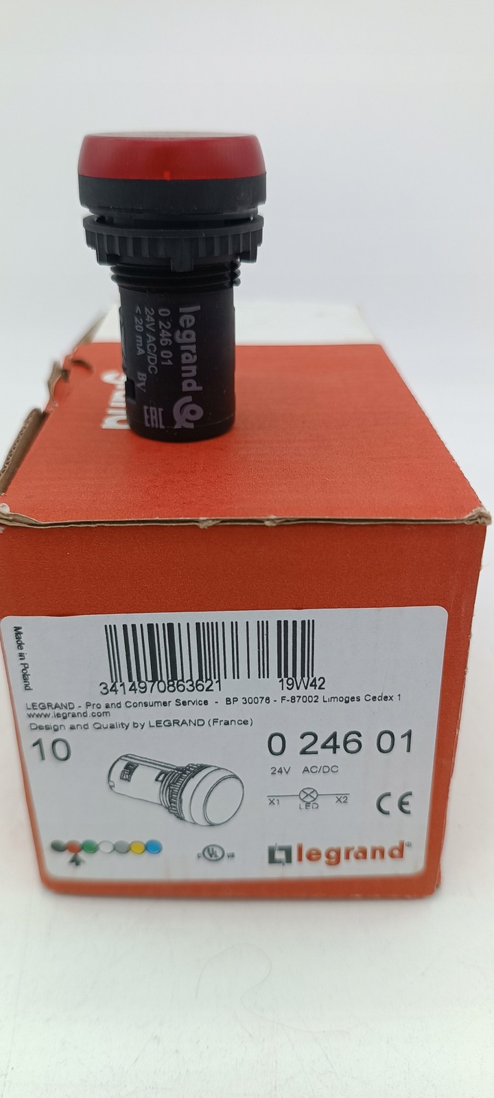 Legrand 024601 LED Signal Lamp Red 24V AC/DC