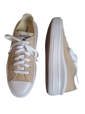 New CONVERSE Chuck Taylor All Star Move Low Cut Beige Size: 7.5