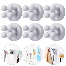 6Pcs Toothbrush Holders for Bathrooms - Self-Adhesive Wall Mount to Purple