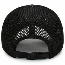 Black Mesh Baseball Cap Adjustable One Size Unisex Adults Polyester