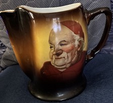 Vtg USA Made Warwick China Co. Monk/Friar Themed Pitcher.