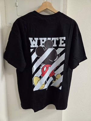 #ad Off White X Mickey Graphic Print Black T Shirt Cotton Regular Fit S M L XL $25.00