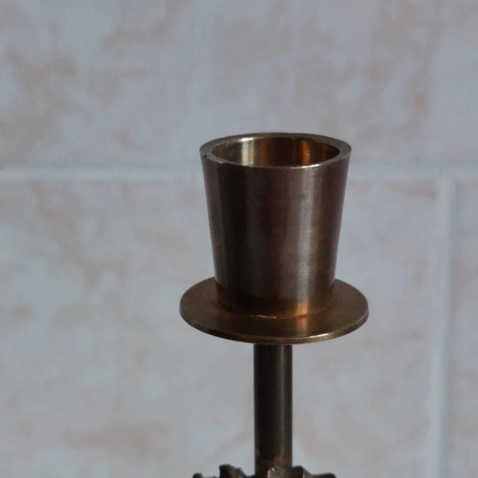 Retro Brass Sun Face Candlestick Candle Holder Celestial India H 16cm WEAR - Image 2 of 4