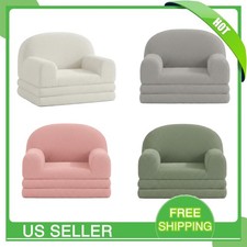 2-in-1 Comfy Toddler Couch Fold Out, Kids Sofa Chair Lounger Children's Sofa Bed