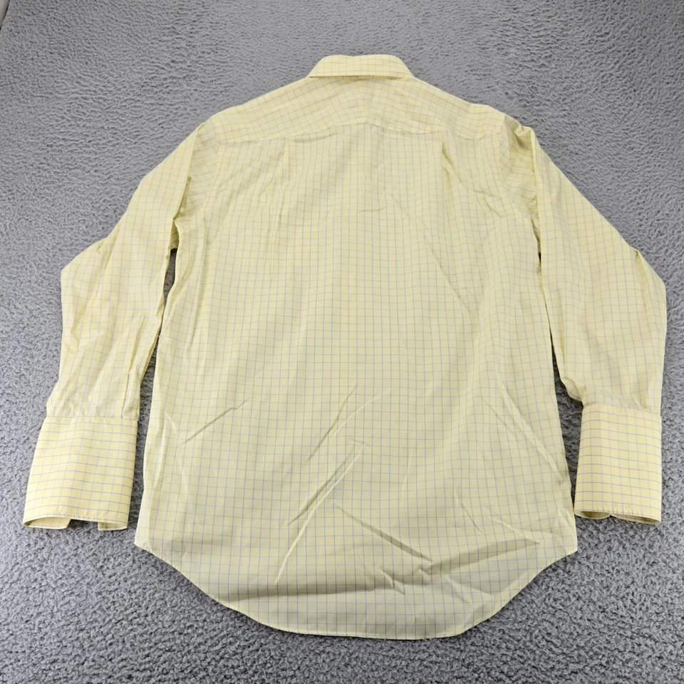 Charles Tyrwhitt Shirt Mens 15.5 33 Yellow Windowpane Check Non Iron French Cuff - Image 3 of 4