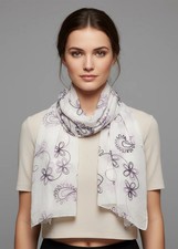 Blossom Embroidered Sheer Floral Summer Scarf