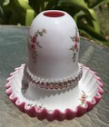 Vintage Fenton Reversible Moss Rose 4 Piece White Pink Floral Fairy Light Lamp — photo 8