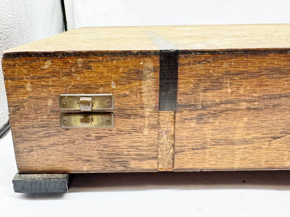 VINTAGE WOODEN CUTLERY CANTEEN STORAGE BOX EMPTY CASE TABLEWARE HOLDER - Image 2 of 4