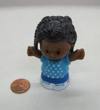 New! Fisher Price Little People African American Girl W/ Braids Blue Shirt