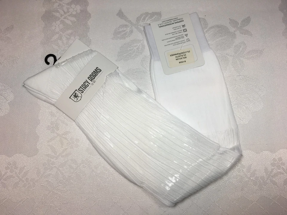 NUEVO PAR DE CALCETINES DE VESTIR PARA HOMBRE STACY ADAMS SOBRE LA PANTORRILLA SLICK ACANALADOS SEDOSOS Foto 2 de 4
