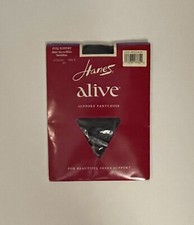 HANES Alive Full Support Control Top Sandalfoot Pantyhose 811 Jet Size E