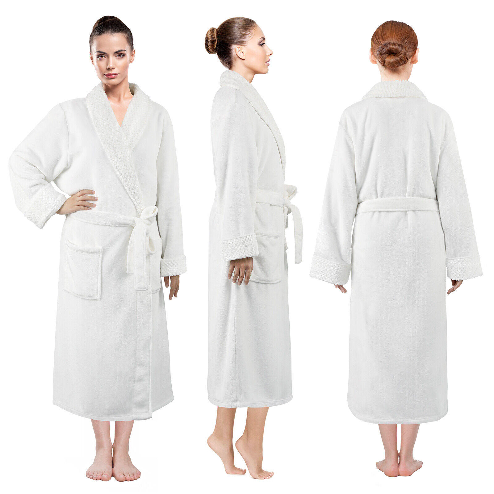Luxury Bathrobes for Men Women Bathrobe 100% Flannel Microfibre Long ...
