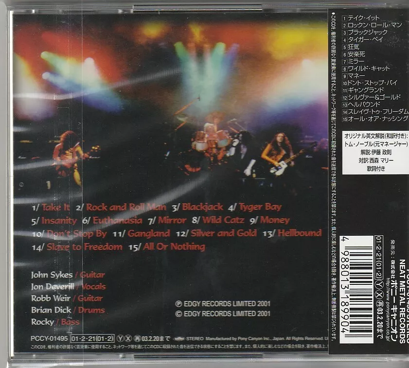 Tygers of Pan Tang Live at Nottingham Rock City Japan CD w/obi PCCY-01495