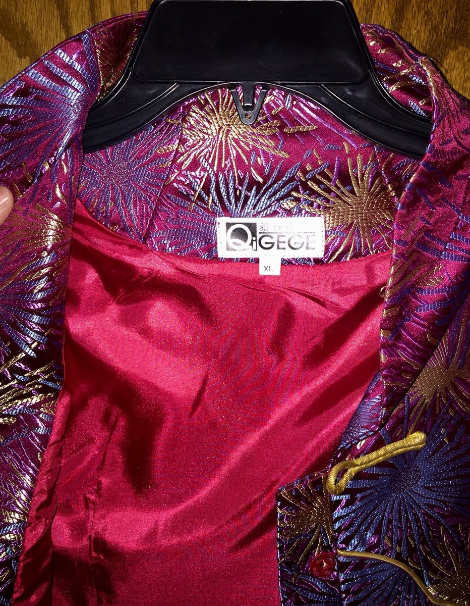 Blazer Jacquard Style Qipao Chinois - Taille US M, Élégant, Pour Femme