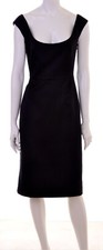 Tahari Silk Satin Low Cut Knee Length Black Tie Evening Fitted Sheath Dress 6