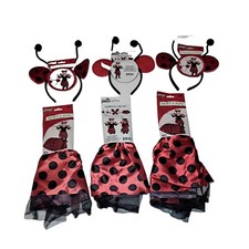 New Lady Bug Red Black Costumes Set Of THREE Dance Dress Up Play Fun