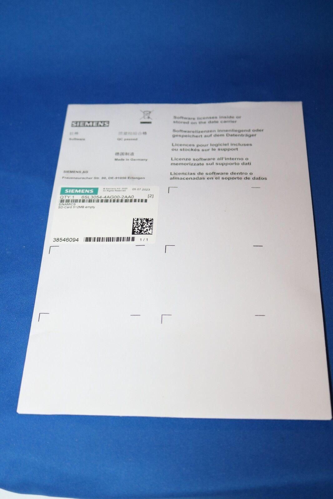 Scheda di memoria Siemens Sinamics scheda di memoria 512 MB tipo...